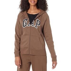 GAP Women's Spellout Heritage Fleece Zipup Chocolate Brown - Small